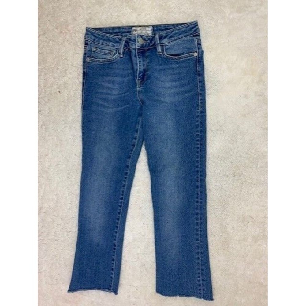 Free People Size 26 Womens Crop Jeans Mid Rise Raw Hem Stretch Med Wash